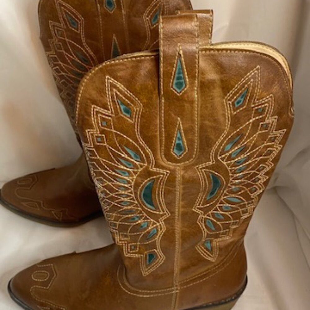 Coconuts Cowboy Women's Bandolero Brown Western Boots, size 8.5 M - Picture 4 of 8